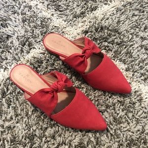Caslon Red Leather Mules Size 6.5